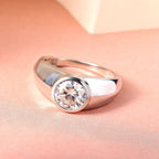Moissanite Solitaire Ring in Platinum Overlay Sterling Silver 1.74 Ct.
