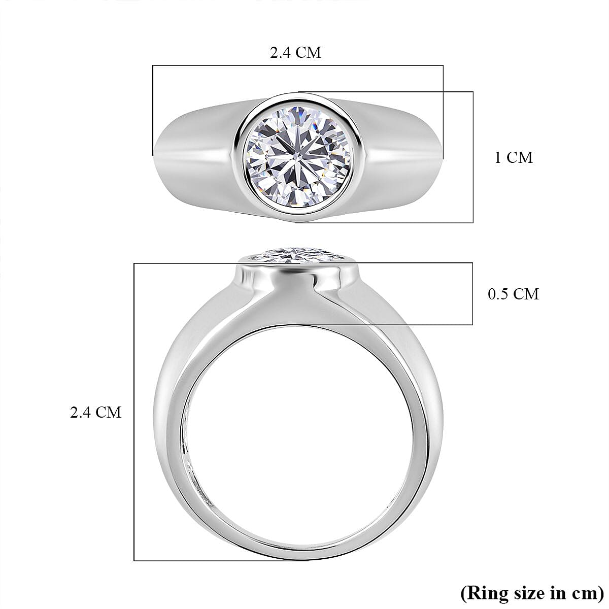 Moissanite Solitaire Ring in Platinum Overlay Sterling Silver 1.74 Ct. 7165992 6
