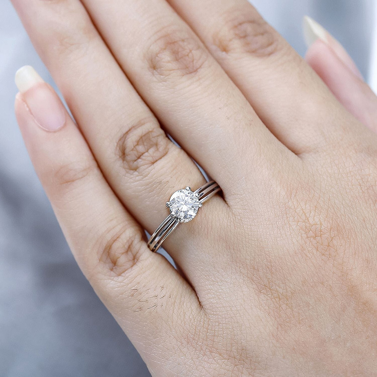 Moissanite Solitaire Ring in Platinum Overlay Sterling Silver 7649011 2