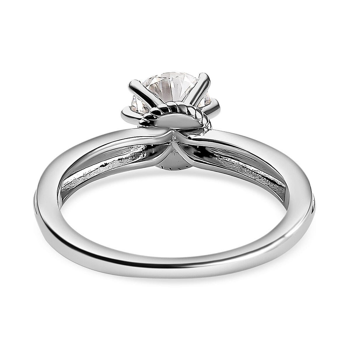 Moissanite Solitaire Ring in Platinum Overlay Sterling Silver 7649011 4