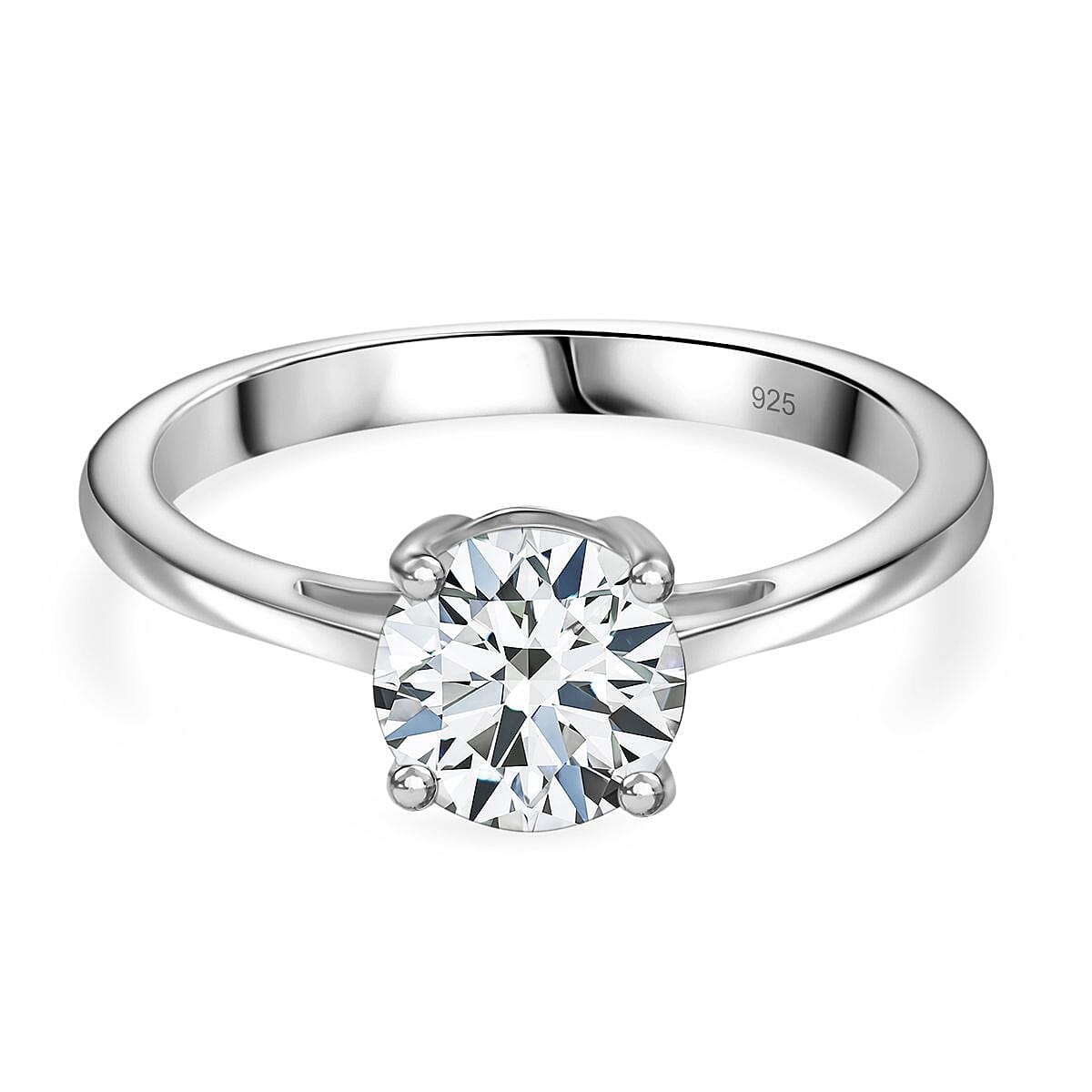 Moissanite Solitaire Ring in Rhodium Overlay Sterling Silver 0.94 Ct. 8054200 0