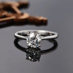 Moissanite Solitaire Ring in Rhodium Overlay Sterling Silver 0.94 Ct.