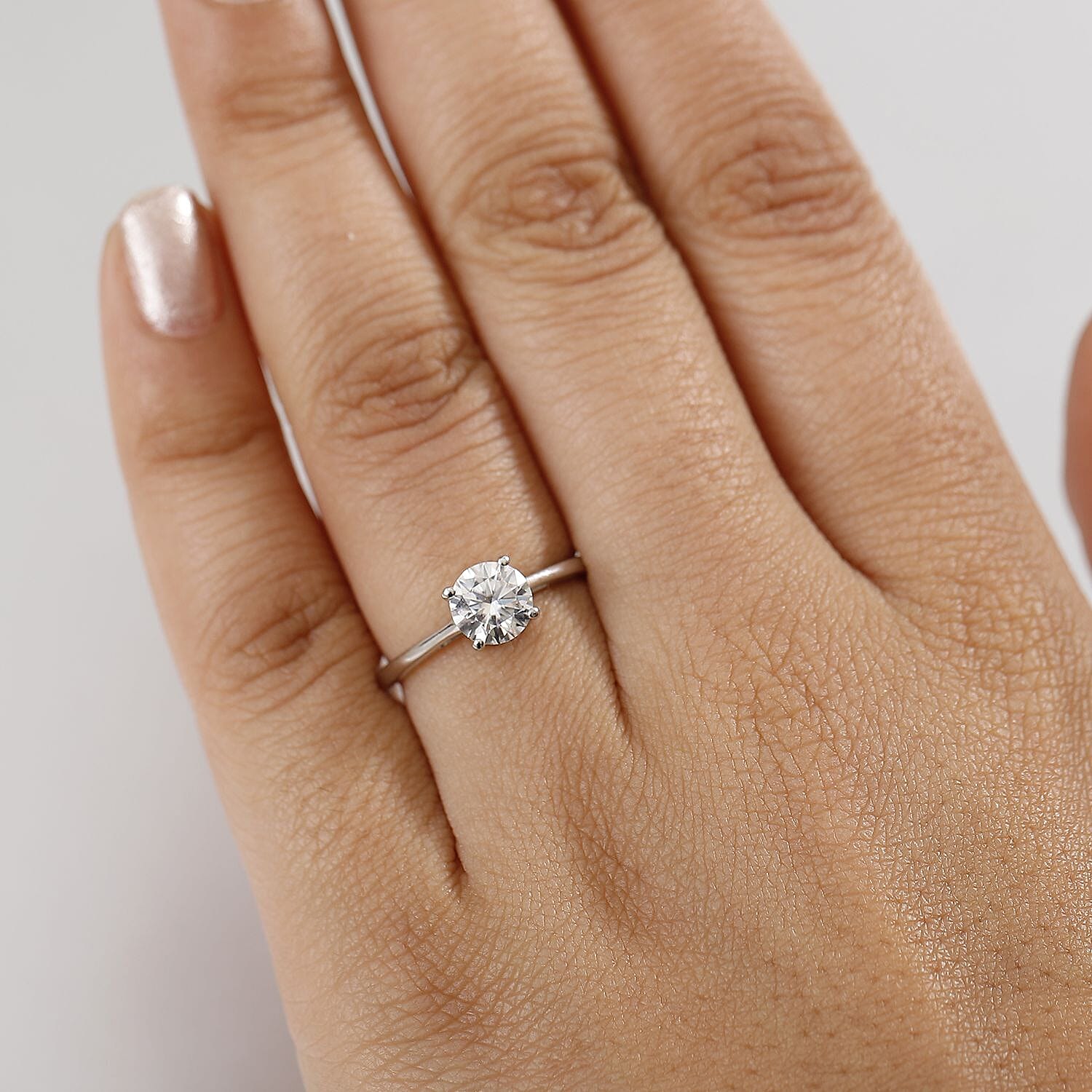 Moissanite Solitaire Ring in Rhodium Overlay Sterling Silver 0.94 Ct. 8054200 3