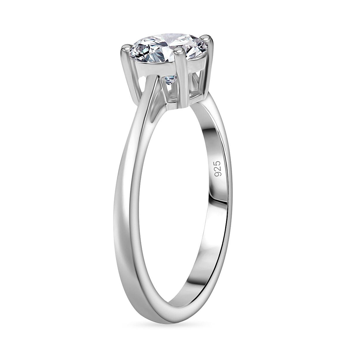 Moissanite Solitaire Ring in Rhodium Overlay Sterling Silver 0.94 Ct. 8054200 4