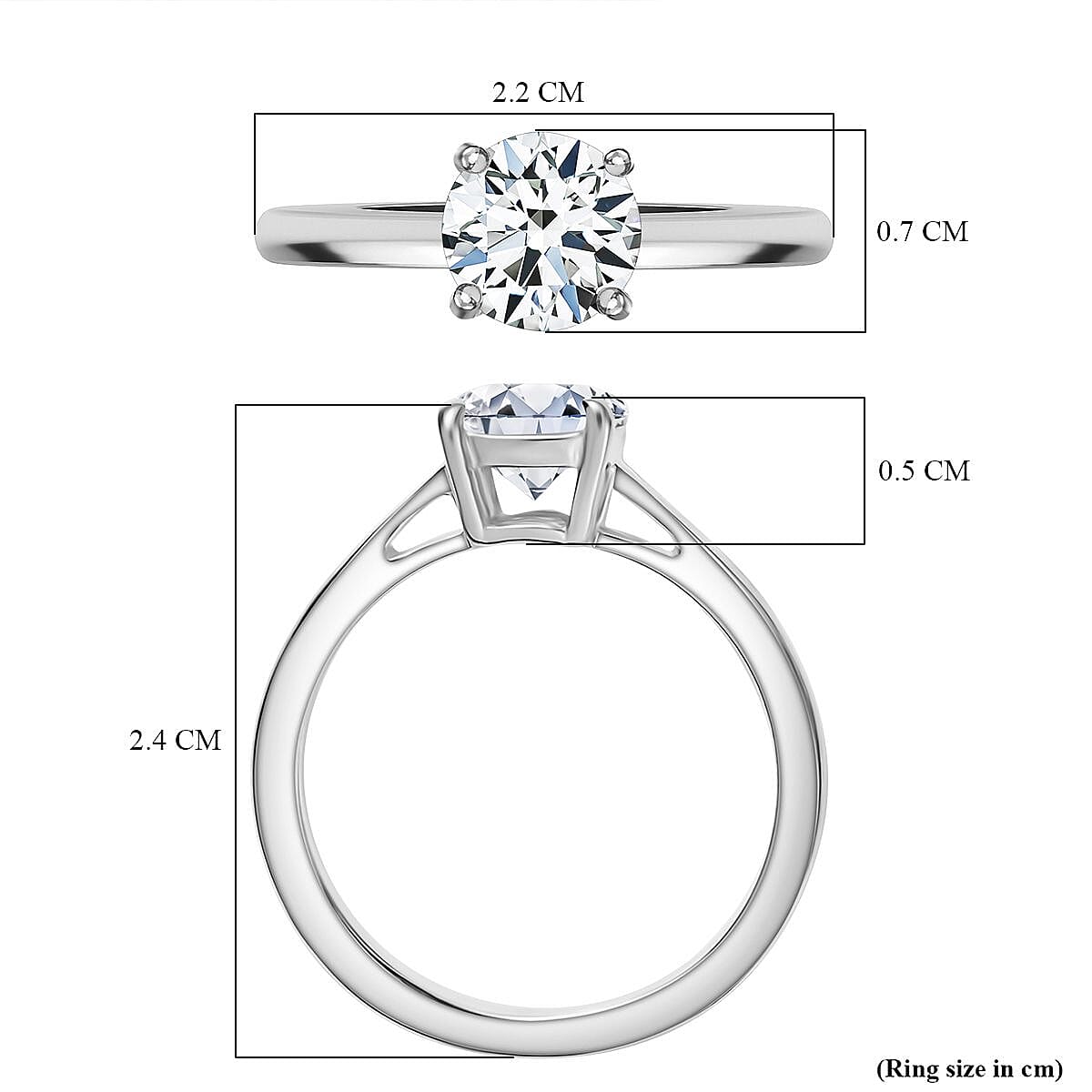 Moissanite Solitaire Ring in Rhodium Overlay Sterling Silver 0.94 Ct. 8054200 6