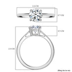 Moissanite Solitaire Ring in Rhodium Overlay Sterling Silver 0.94 Ct.