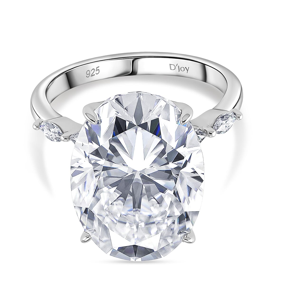 Moissanite Solitaire Ring in Rhodium Overlay Sterling Silver 16.36 Ct. 8309455 0