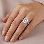 Moissanite Solitaire Ring in Rhodium Overlay Sterling Silver 16.36 Ct.