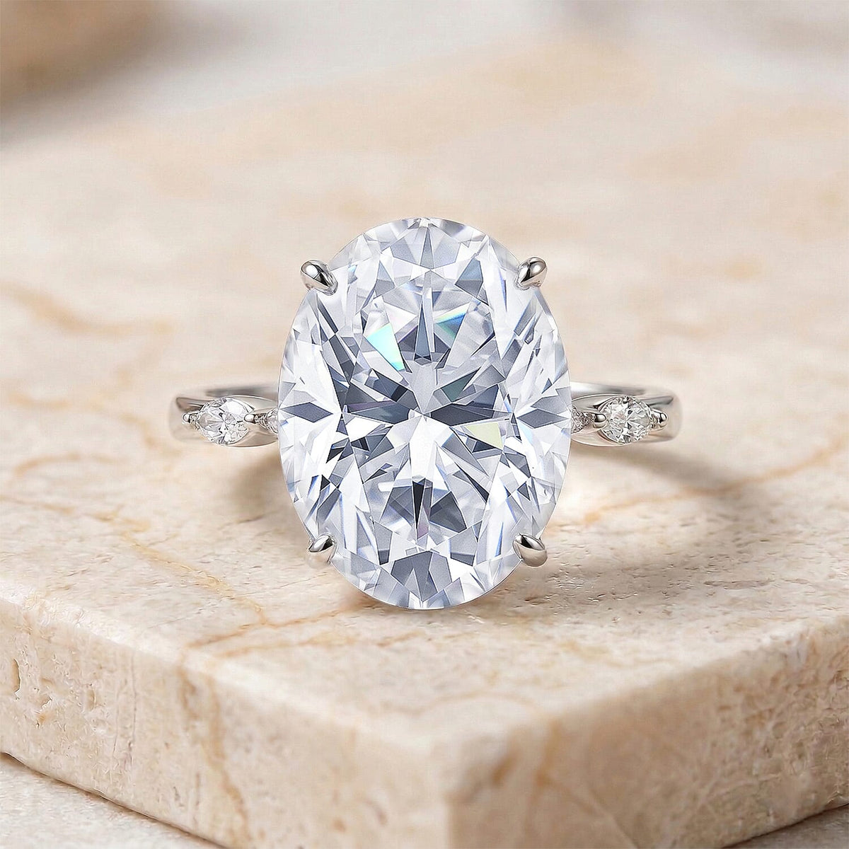 Moissanite Solitaire Ring in Rhodium Overlay Sterling Silver 16.36 Ct. 8309455 3