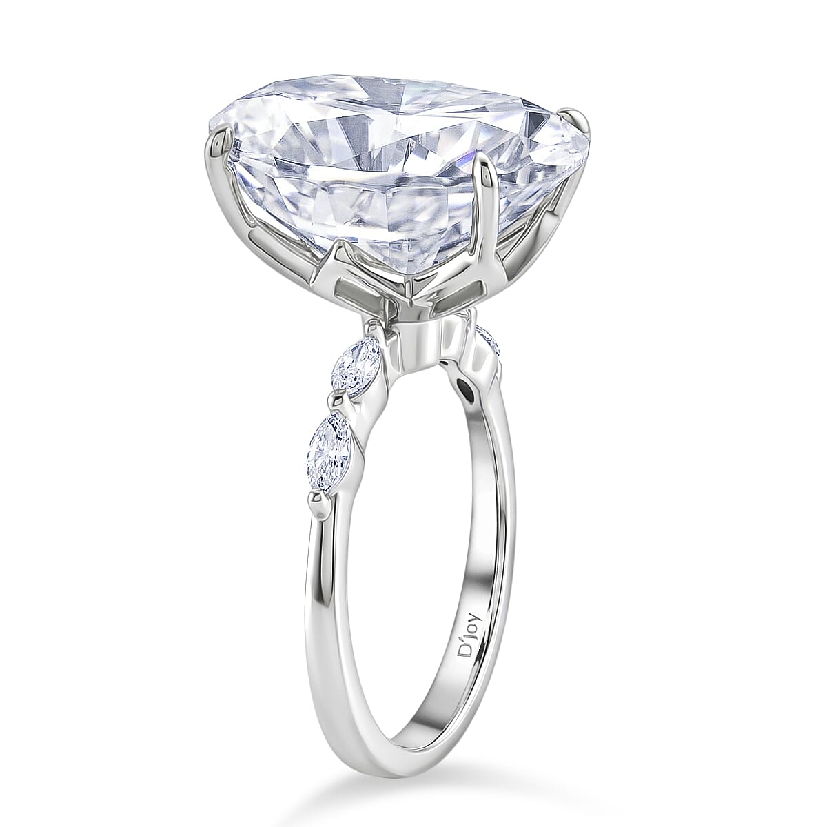 Moissanite Solitaire Ring in Rhodium Overlay Sterling Silver 16.36 Ct. 8309455 4