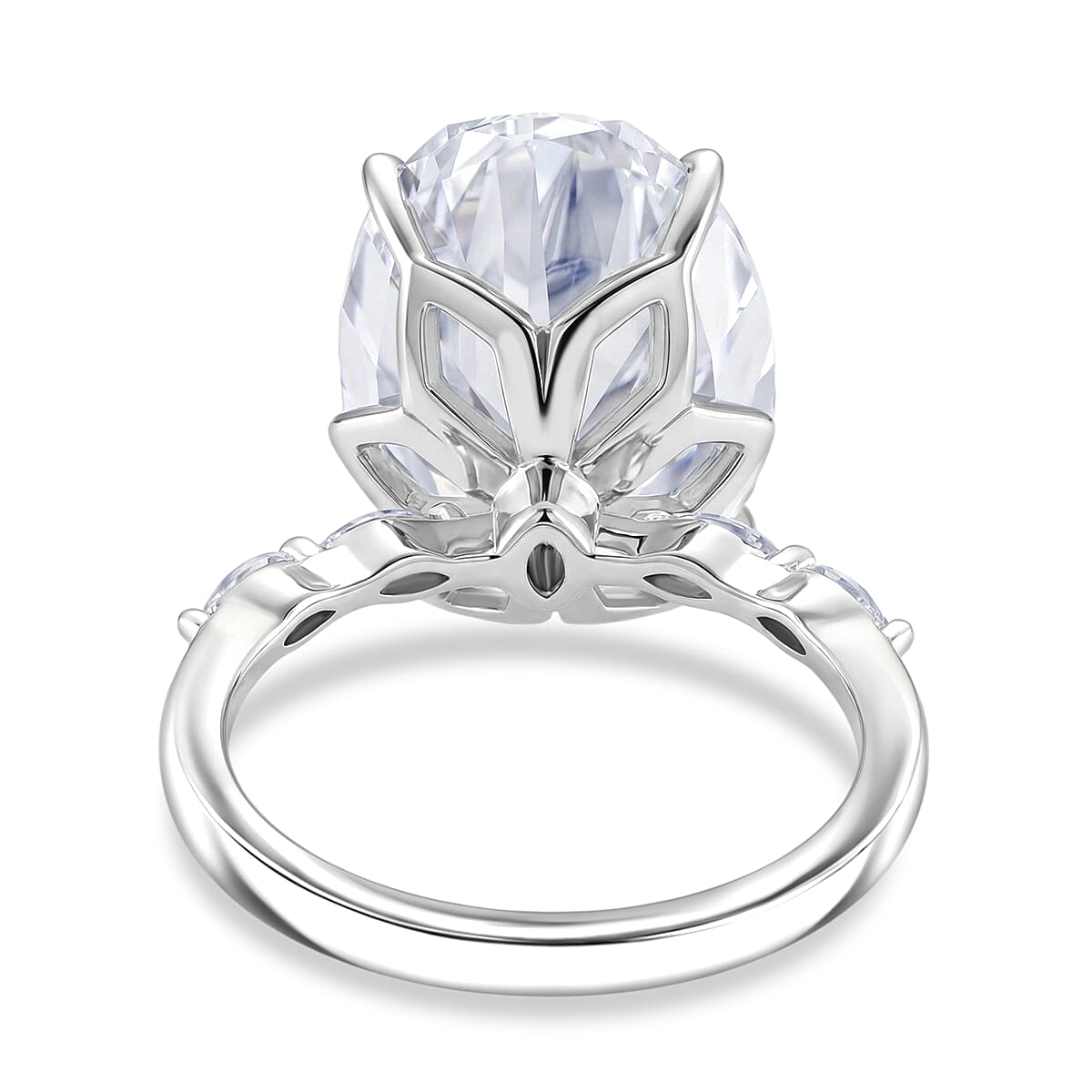 Moissanite Solitaire Ring in Rhodium Overlay Sterling Silver 16.36 Ct. 8309455 5