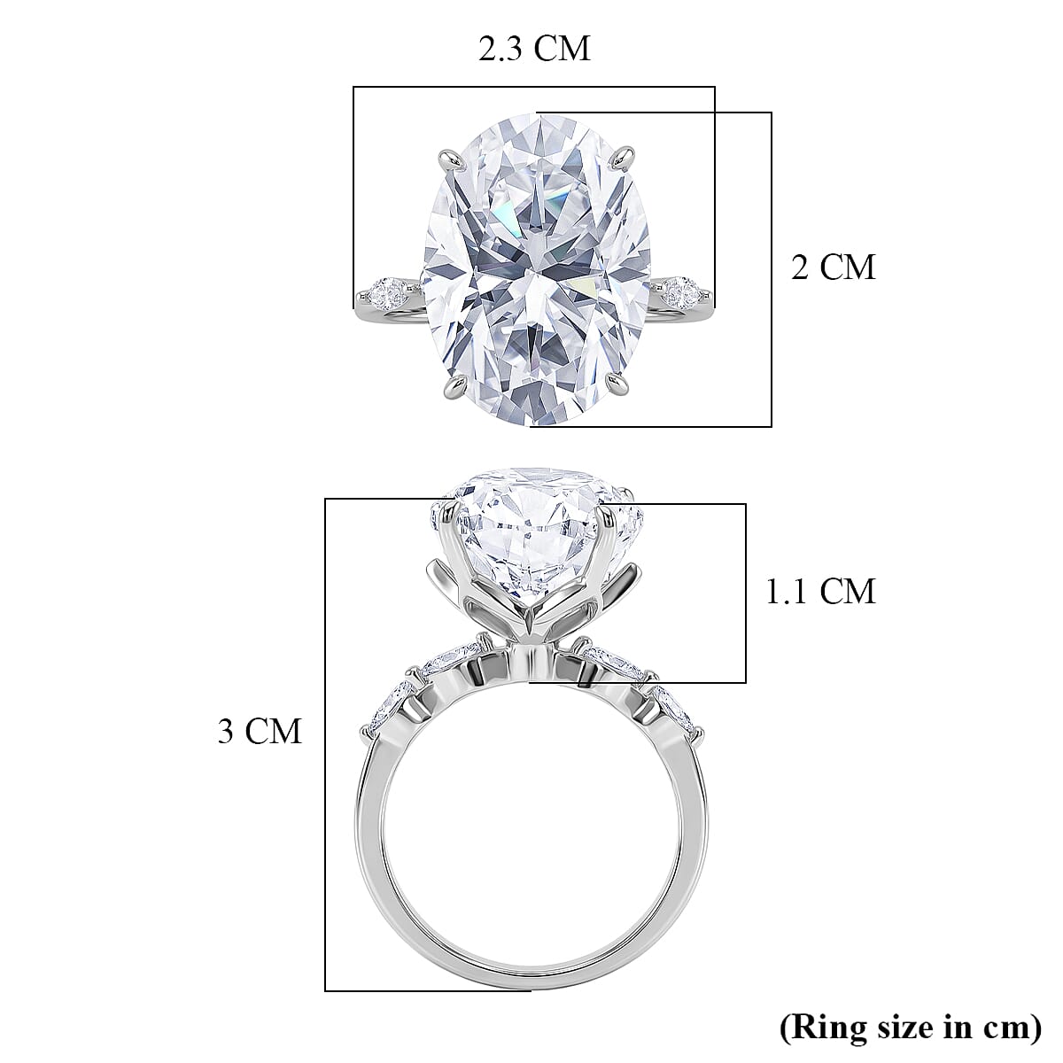 Moissanite Solitaire Ring in Rhodium Overlay Sterling Silver 16.36 Ct. 8309455 6