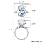 Moissanite Solitaire Ring in Rhodium Overlay Sterling Silver 16.36 Ct.