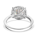 Moissanite Solitaire Ring in Rhodium Overlay Sterling Silver 2.21 Ct.