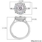 Moissanite Solitaire Ring in Rhodium Overlay Sterling Silver 2.21 Ct.