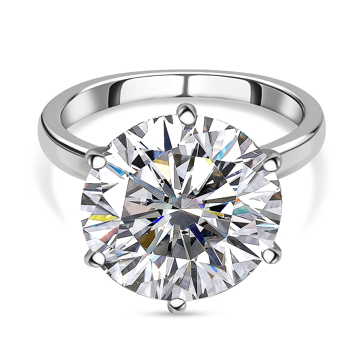 Moissanite Solitaire Ring in Sterling Silver with Rhodium Overlay 7990032 0