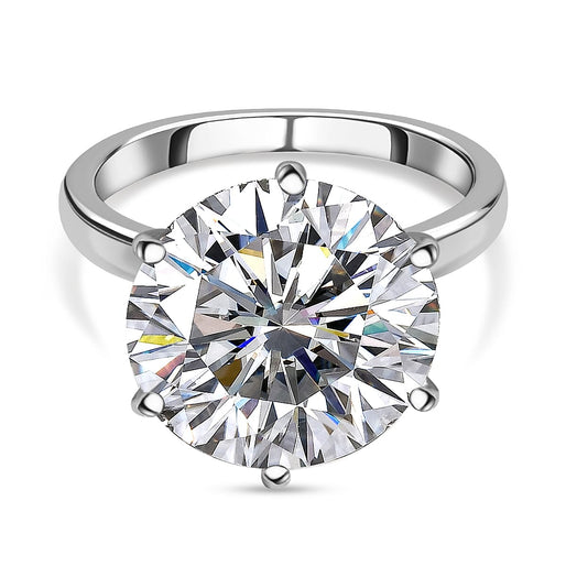 Moissanite Solitaire Ring in Rhodium Overlay Sterling Silver 7.5 Ct.