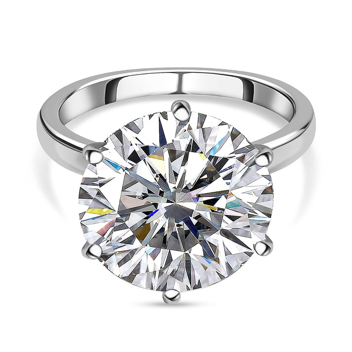 Moissanite Solitaire Ring in Sterling Silver with Rhodium Overlay 7990032 1