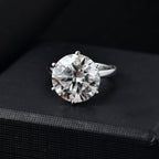 Moissanite Solitaire Ring in Rhodium Overlay Sterling Silver 7.5 Ct.