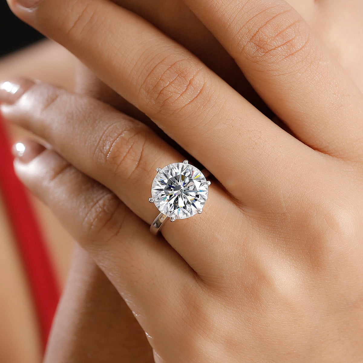 Moissanite Solitaire Ring in Sterling Silver with Rhodium Overlay 7990032 3