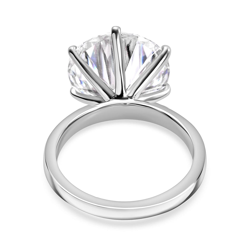 Moissanite Solitaire Ring in Rhodium Overlay Sterling Silver 7.5 Ct.