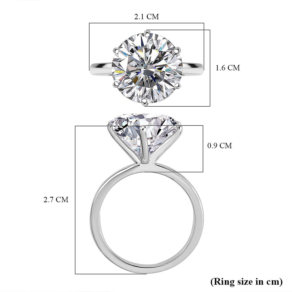 Moissanite Solitaire Ring in Rhodium Overlay Sterling Silver 7.5 Ct.