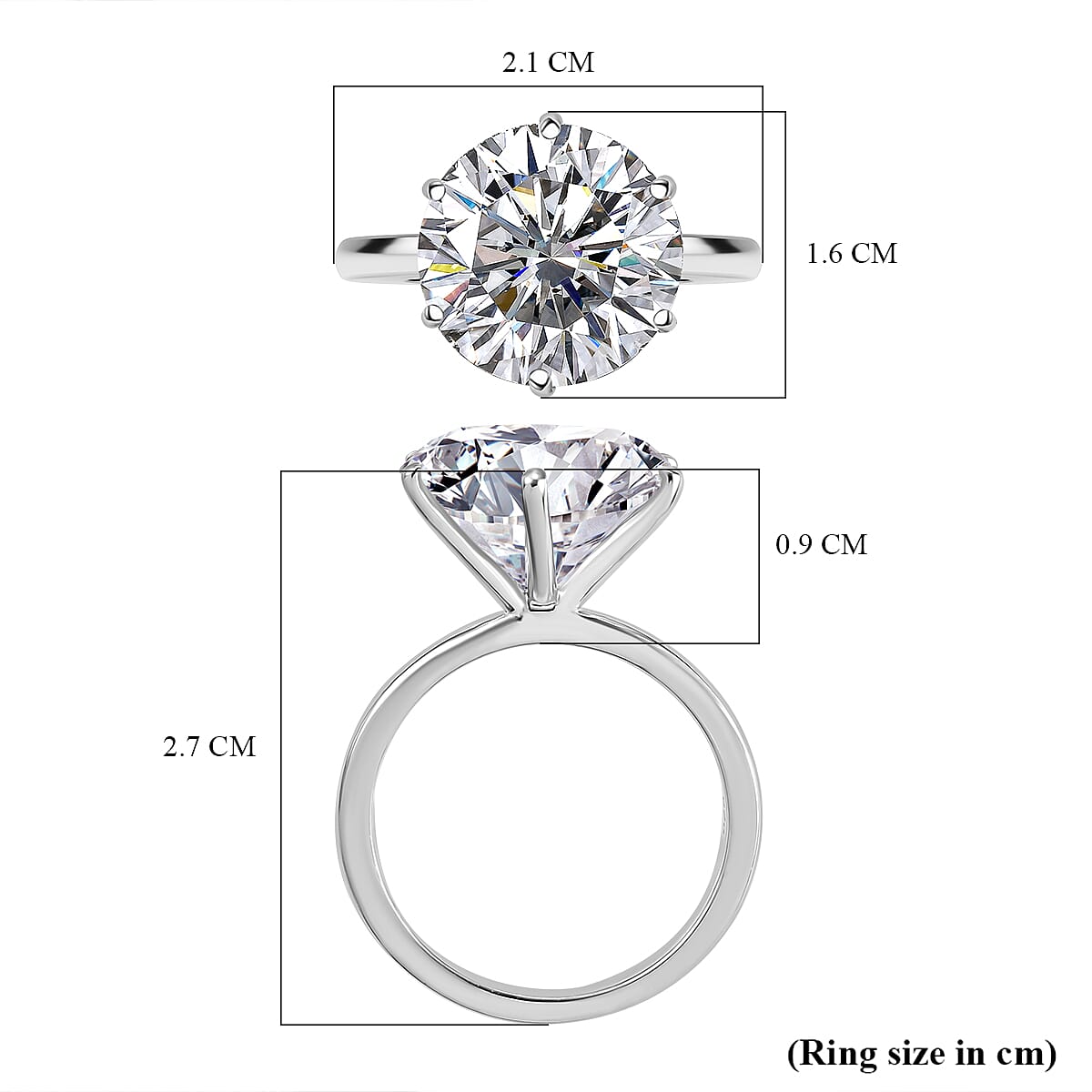 Moissanite Solitaire Ring in Sterling Silver with Rhodium Overlay 7990032 6
