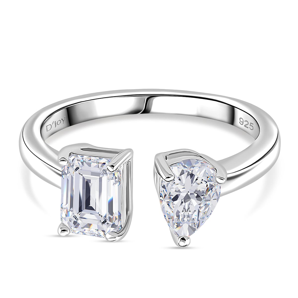TOI ET MOI - GRA Certified D-VS1 Moissanite Ring in Rhodium Overlay Sterling Silver 1.70 Ct. 8204125 0
