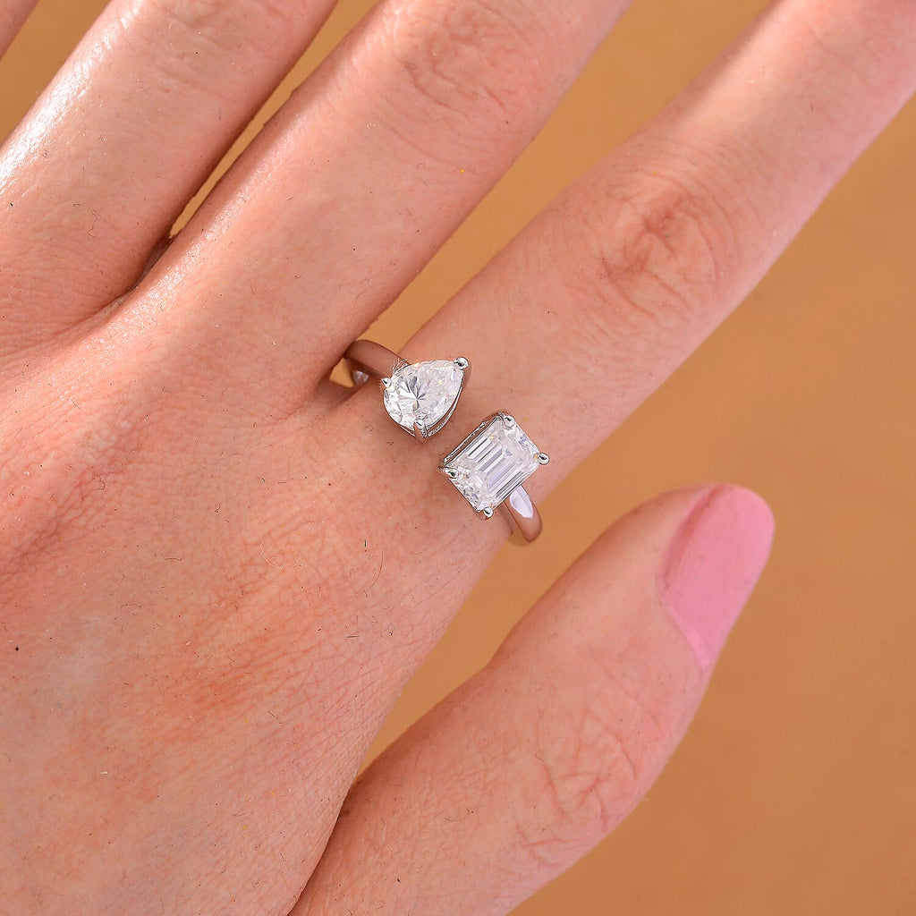 First Time Ever TOI ET MOI - GRA Certified D-VS1 Moissanite Ring in Rhodium Overlay Sterling Silver 1.70 Ct.
