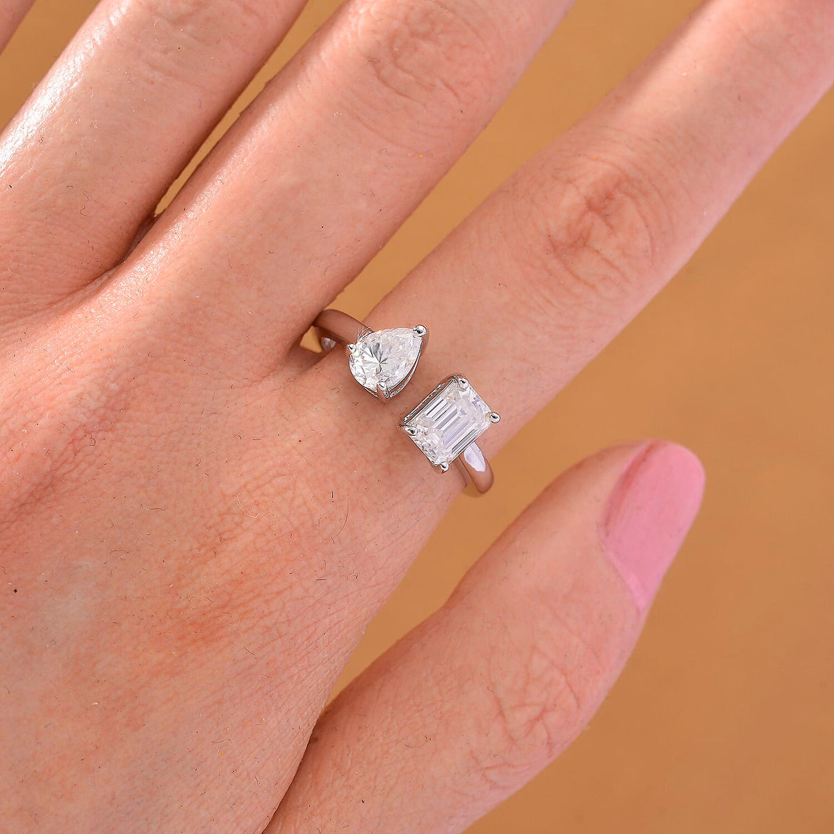 TOI ET MOI - GRA Certified D-VS1 Moissanite Ring in Rhodium Overlay Sterling Silver 1.70 Ct. 8204125 2