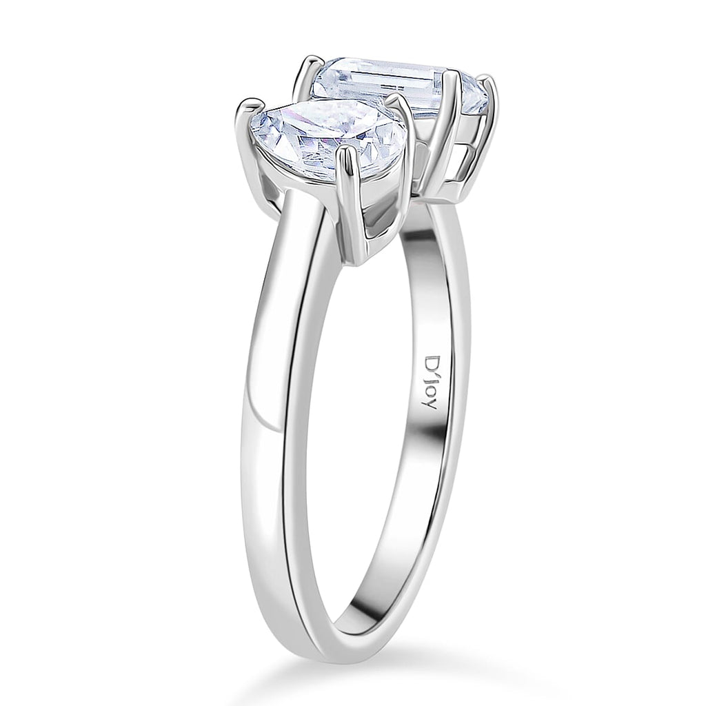 First Time Ever TOI ET MOI - GRA Certified D-VS1 Moissanite Ring in Rhodium Overlay Sterling Silver 1.70 Ct.