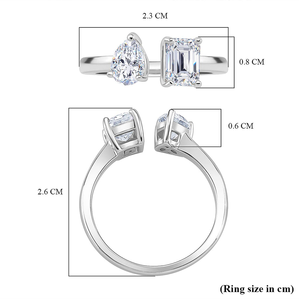 First Time Ever TOI ET MOI - GRA Certified D-VS1 Moissanite Ring in Rhodium Overlay Sterling Silver 1.70 Ct.