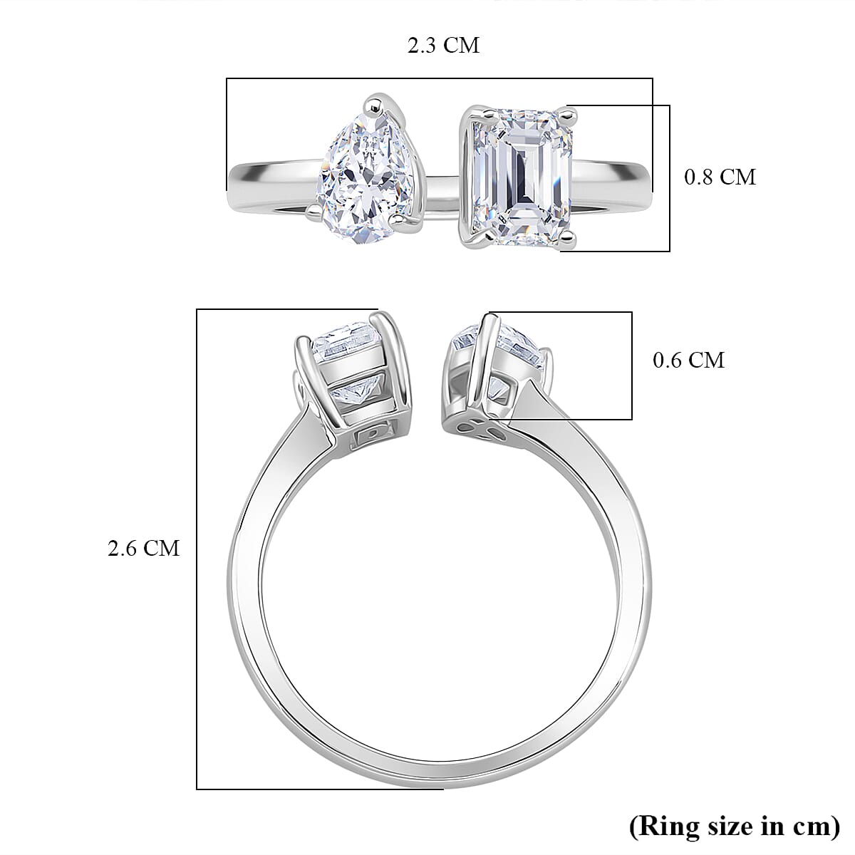 TOI ET MOI - GRA Certified D-VS1 Moissanite Ring in Rhodium Overlay Sterling Silver 1.70 Ct. 8204125 5