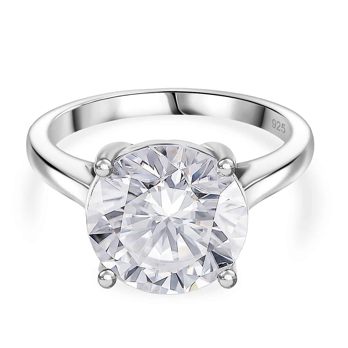 D'Joy 5 Ct. Moissanite Brilliant-Cut Solitaire Ring in Rhodium Overlay Sterling Silver 8234025 0