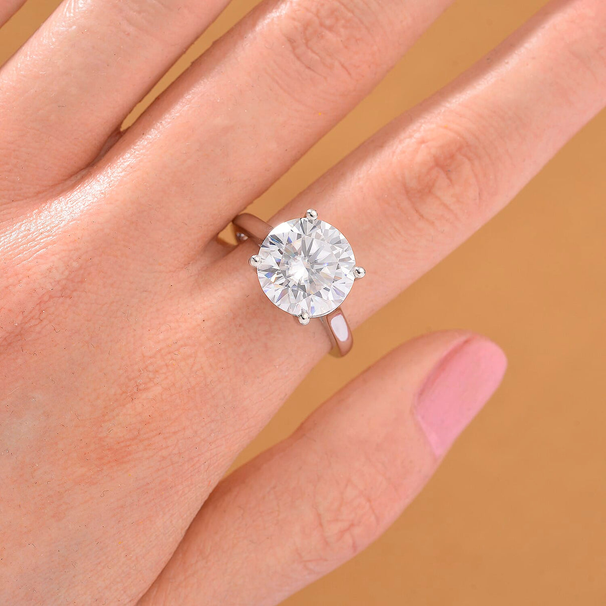 D'Joy 5 Ct. Moissanite Brilliant-Cut Solitaire Ring in Rhodium Overlay Sterling Silver 8234025 1