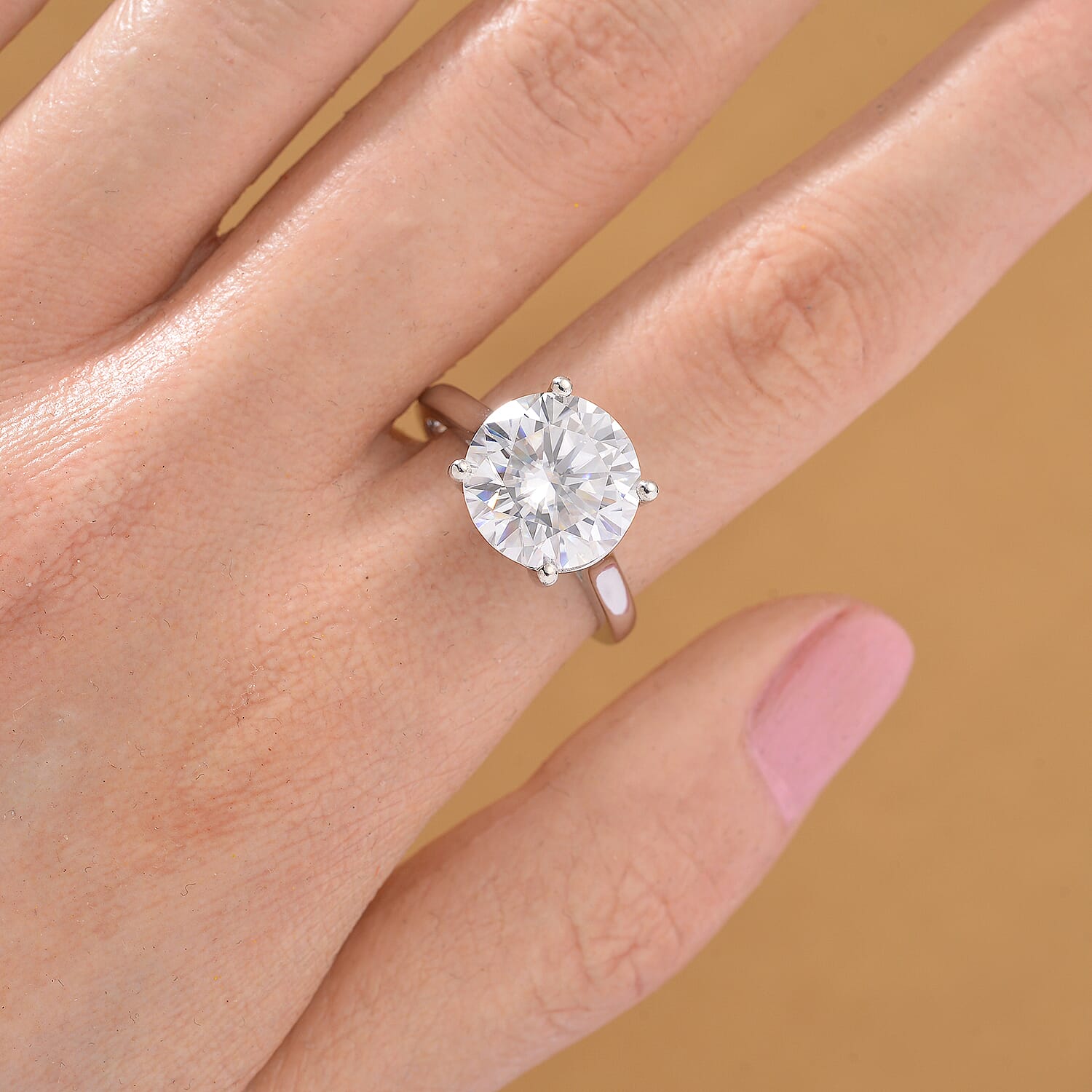 D'Joy 5 Ct. Moissanite Brilliant-Cut Solitaire Ring in Rhodium Overlay Sterling Silver 8234025 1