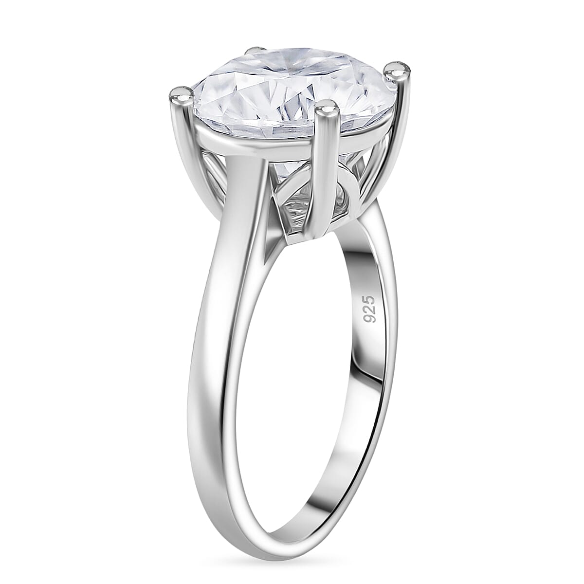 D'Joy 5 Ct. Moissanite Brilliant-Cut Solitaire Ring in Rhodium Overlay Sterling Silver 8234025 2