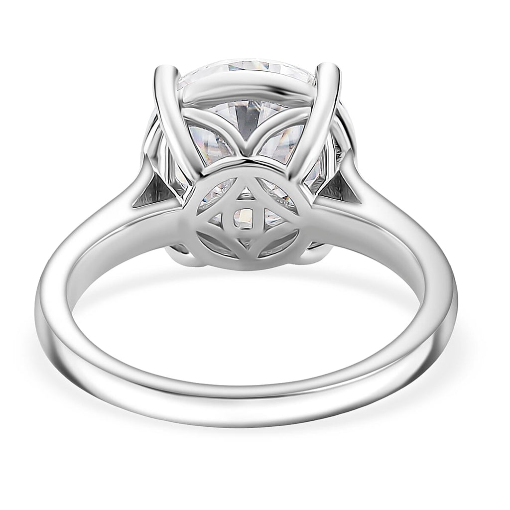 Moissanite Solitaire Ring in Rhodium OverlaySterling Silver  5.000  Ct.