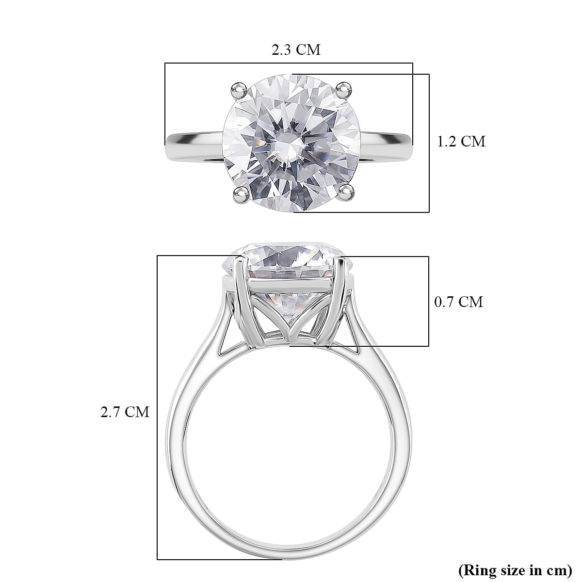 D'Joy 5 Ct. Moissanite Brilliant-Cut Solitaire Ring in Rhodium Overlay Sterling Silver 8234025 4
