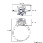 Moissanite Solitaire Ring in Rhodium OverlaySterling Silver  5.000  Ct.