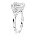 Moissanite - GRA Certified D-VVS1 Moissanite Solitaire Ring in Rhodium Overlay Sterling Silver 5.22 Ct.