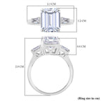 Moissanite - GRA Certified D-VVS1 Moissanite Solitaire Ring in Rhodium Overlay Sterling Silver 5.22 Ct.