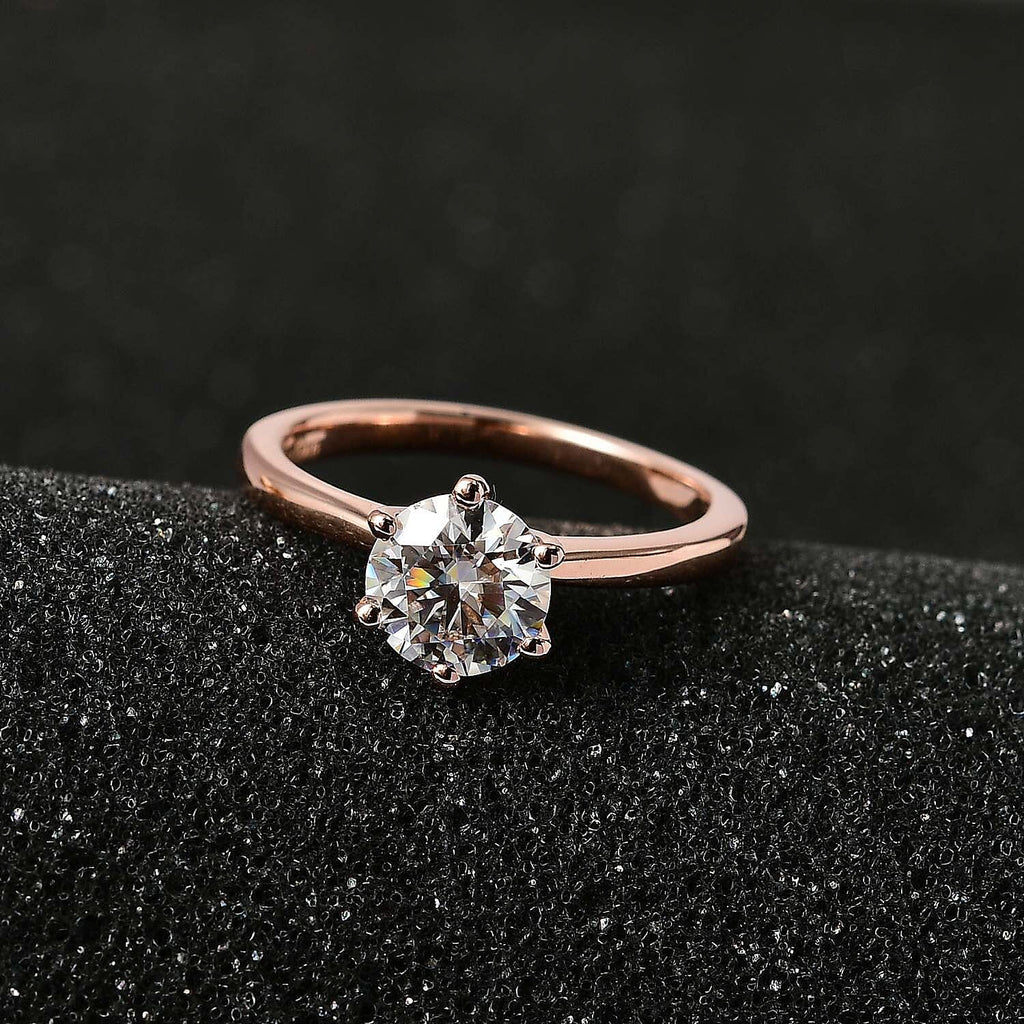 Moissanite  Solitaire Ring in Vermeil RG Sterling Silver 1.10 ct  1.144  Ct.