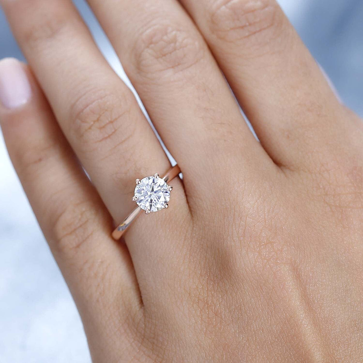 Moissanite Solitaire Ring in 18K Vermeil Rose Gold Over Sterling Silver 1.14 Ct. V32642891 4