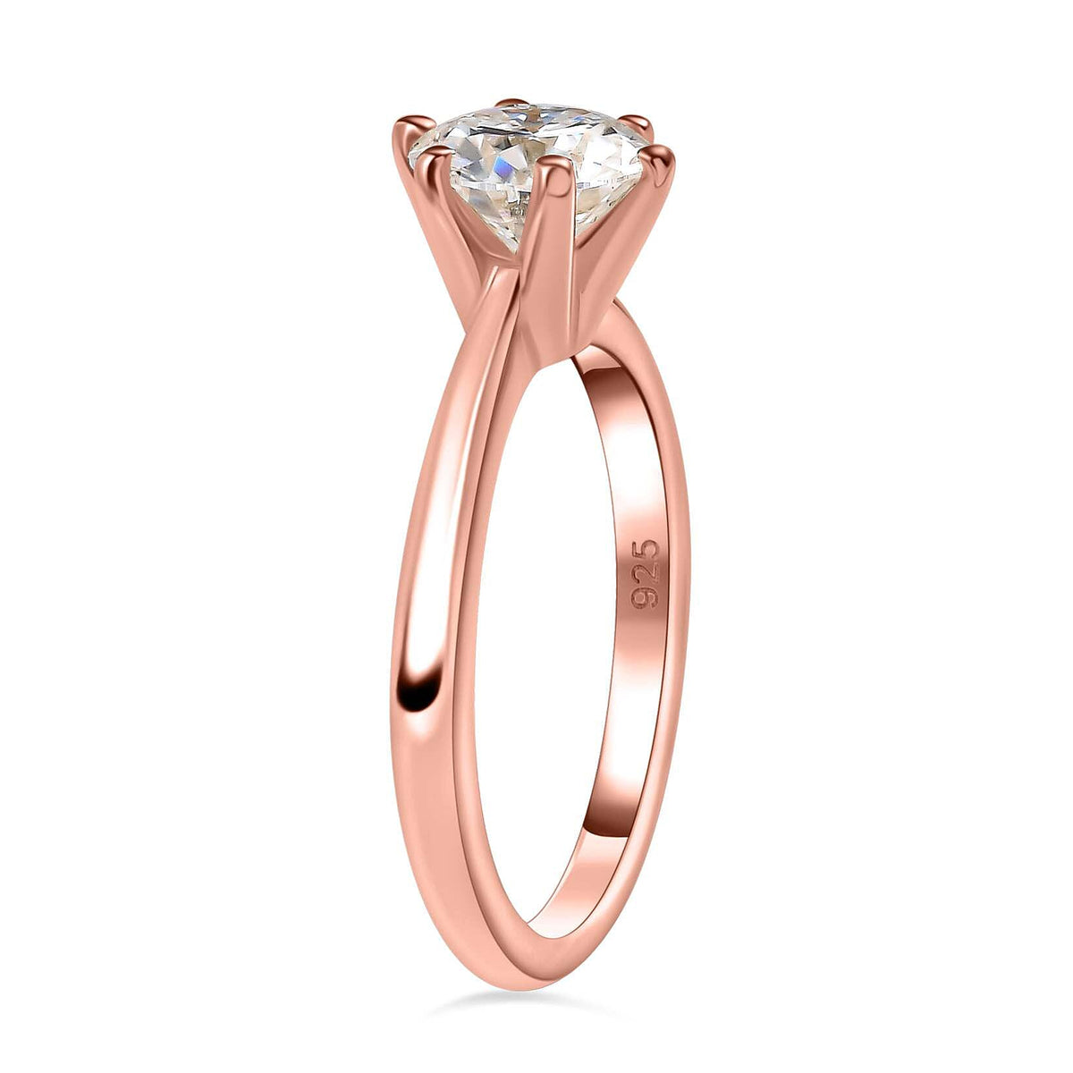 Moissanite Solitaire Ring in 18K Vermeil Rose Gold Over Sterling Silver 1.14 Ct. V32642891 5