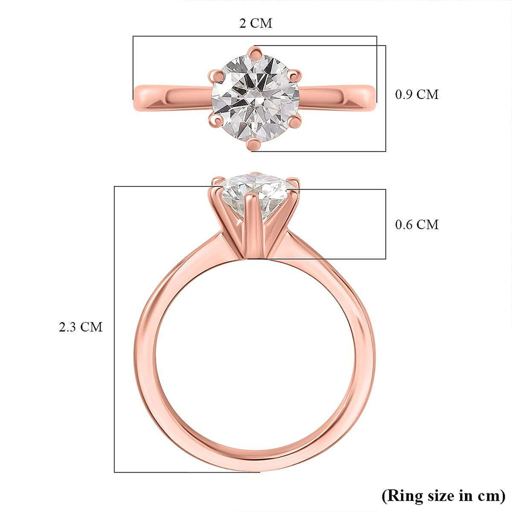 Moissanite  Solitaire Ring in Vermeil RG Sterling Silver 1.10 ct  1.144  Ct.