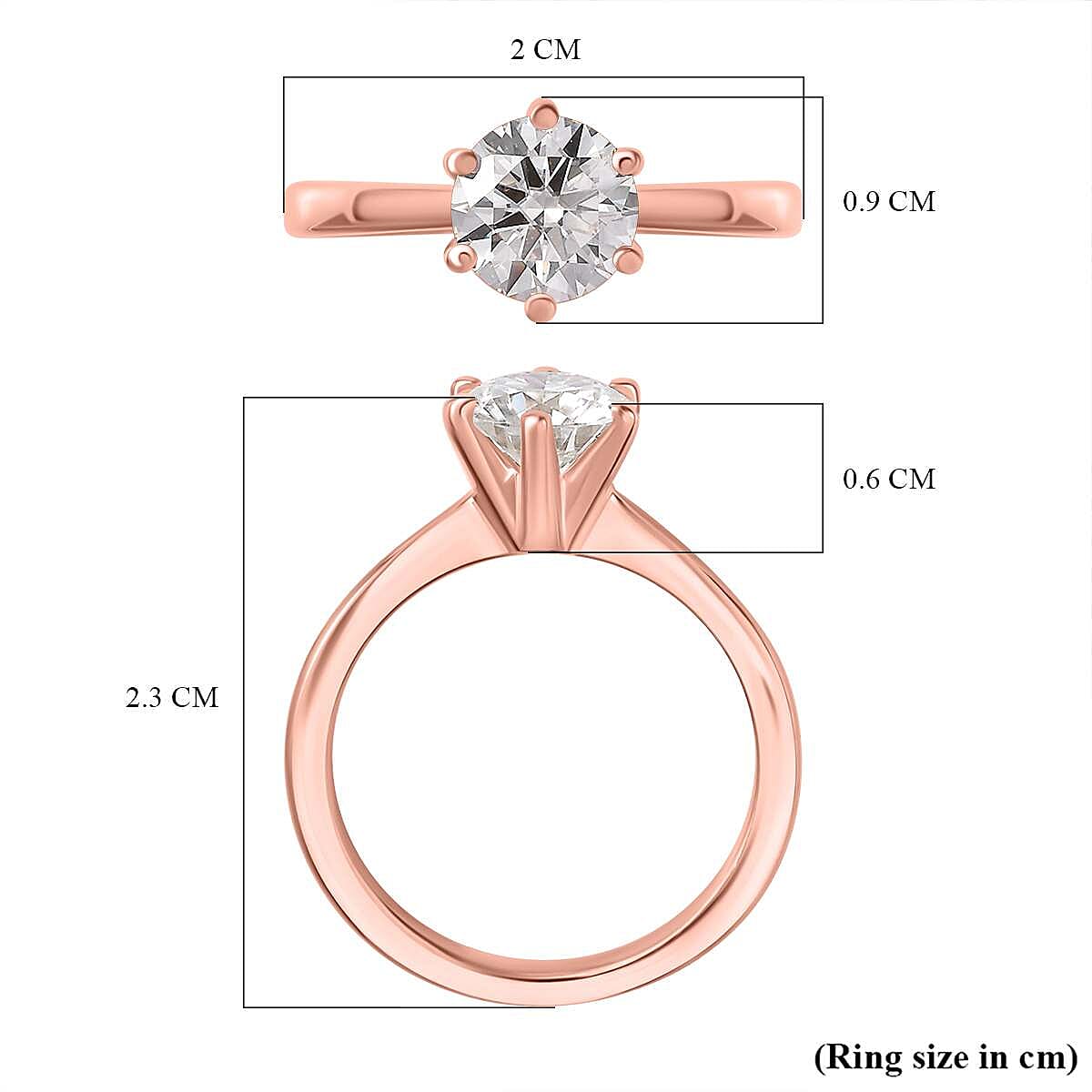 Moissanite Solitaire Ring in 18K Vermeil Rose Gold Over Sterling Silver 1.14 Ct. V32647475 7