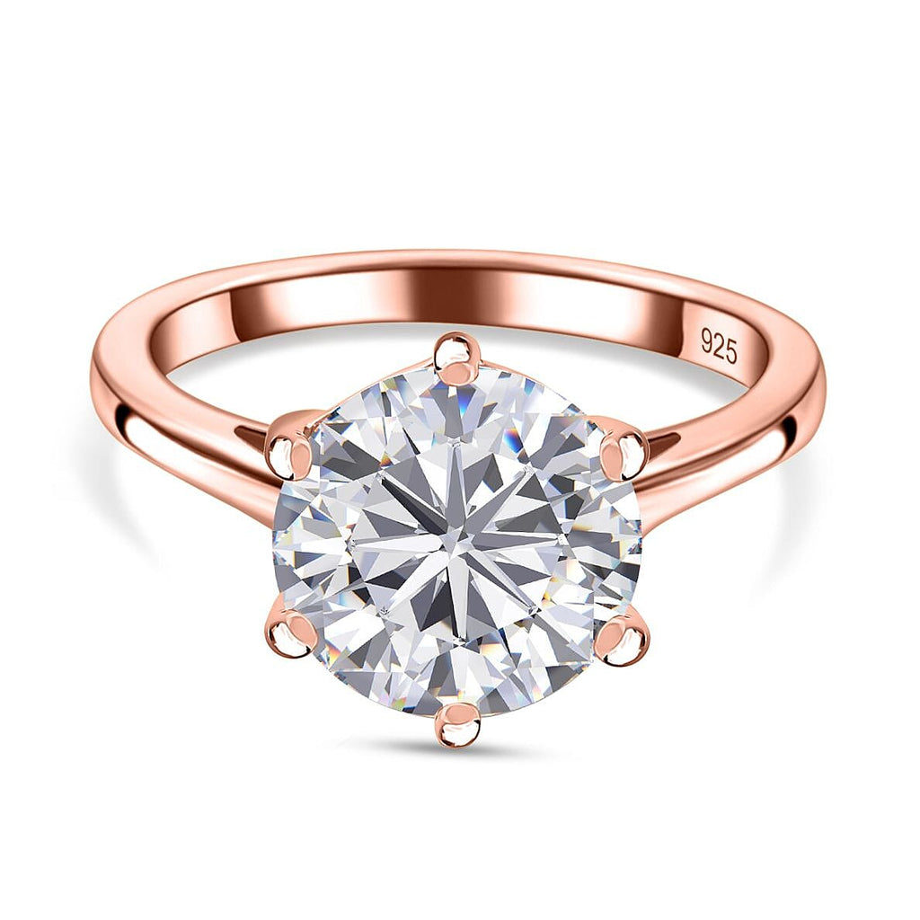 Moissanite  Solitaire Ring in Vermeil RG Sterling Silver 3.00 ct  2.940  Ct.