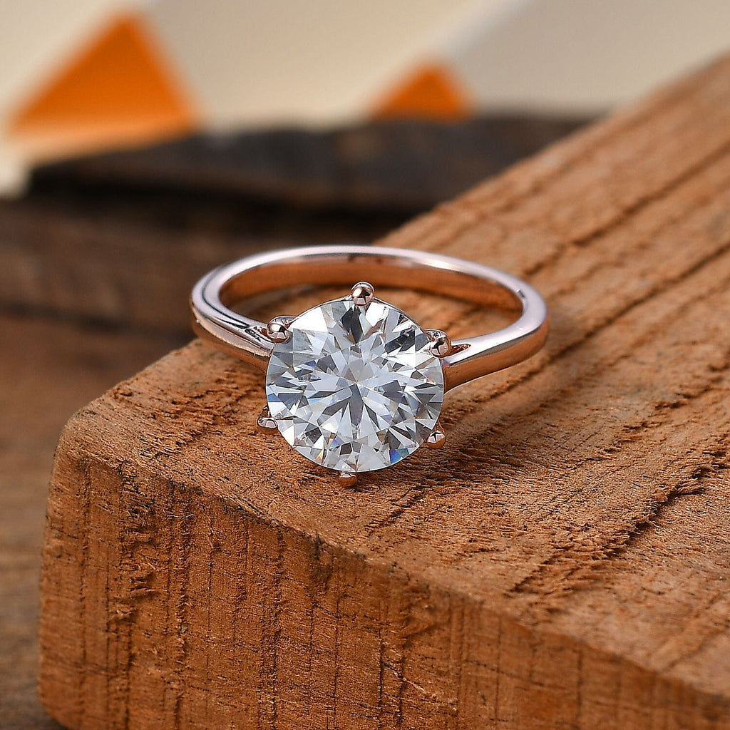 Moissanite  Solitaire Ring in Vermeil RG Sterling Silver 3.00 ct  2.940  Ct.
