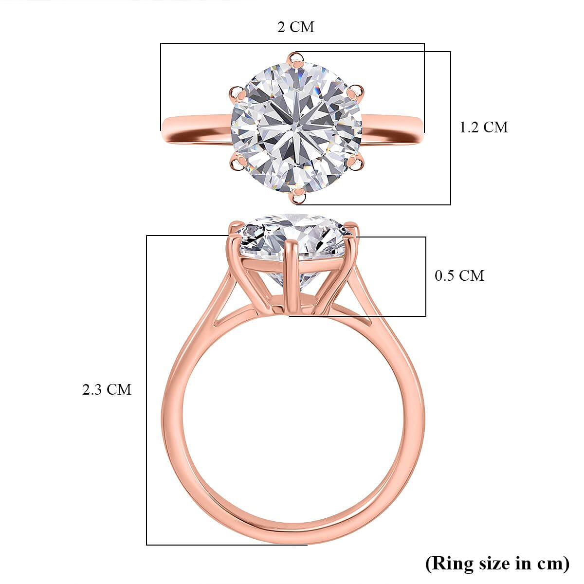 Moissanite Solitaire Ring in 18K Vermeil Rose Gold Plated Sterling Silver 7761612 5